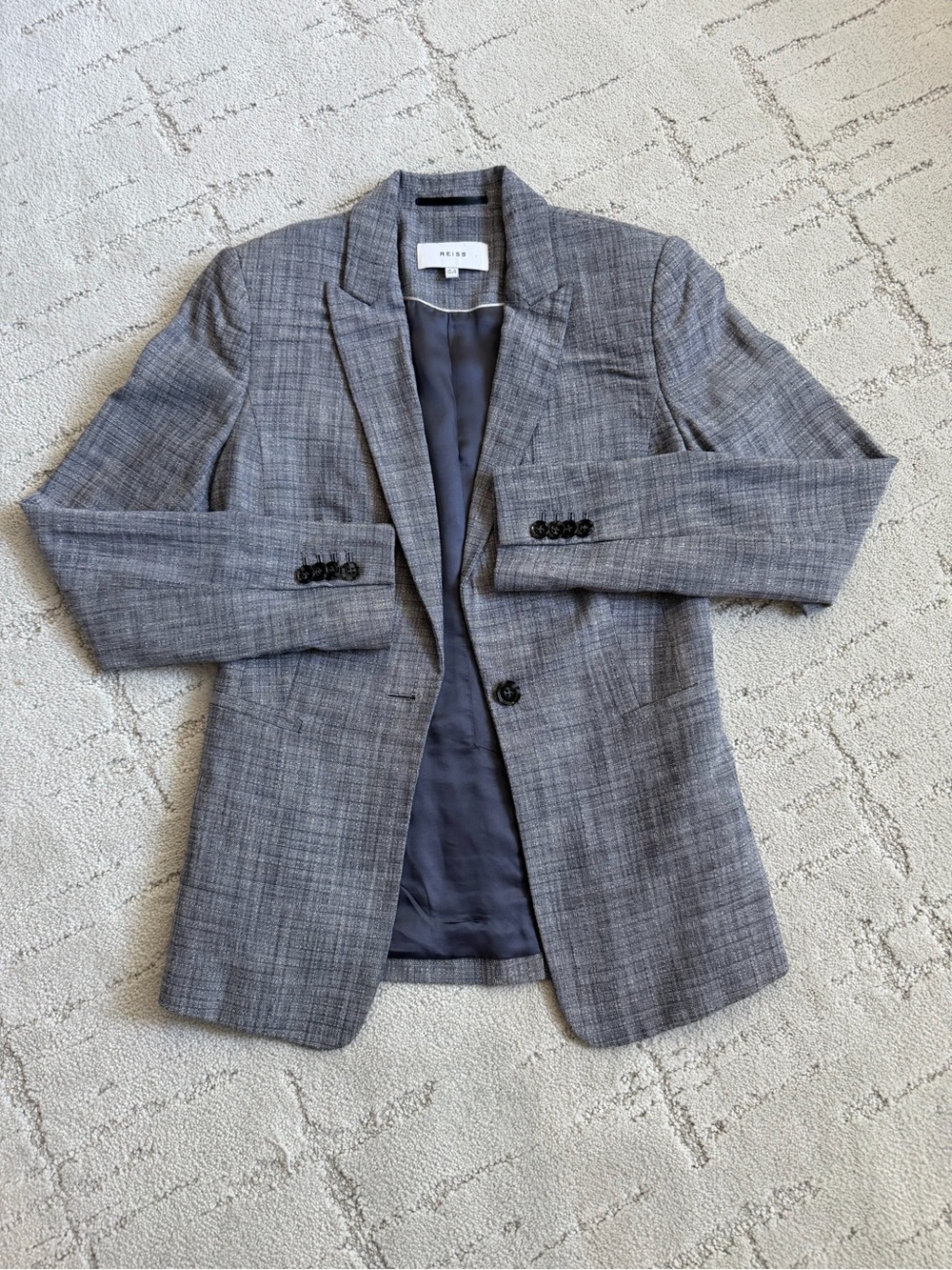 REISS Remi Gray blue Plaid Tailored Blazer Jacket Size 4